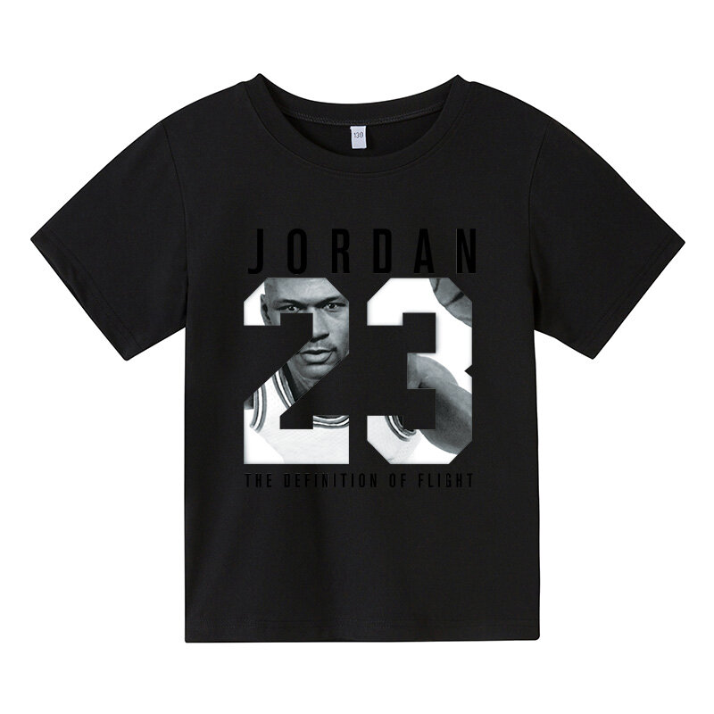Camiseta de moda para niño, camiseta Jordan-NO.23 de algodón, camiseta del cuello redondo, camiseta informal de verano, camisetas holgadas de manga corta, ropa, Tops 2021