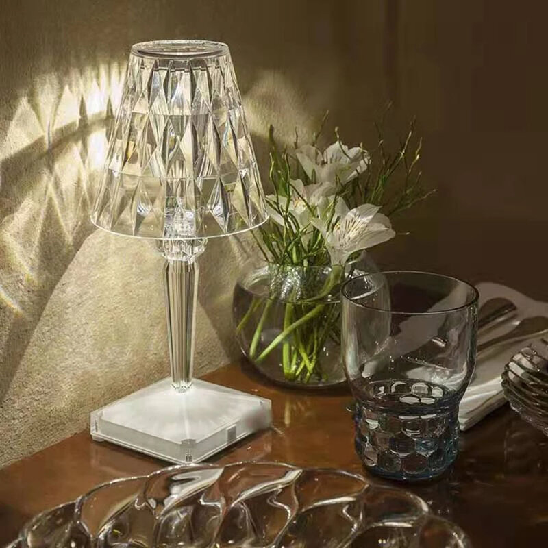 Kartell-Lámpara led de mesa recargable por USB para Hotel, lámpara de mesa inalámbrica para restaurante, Bar, Hotel, Arte con diseño de cristal acrílica