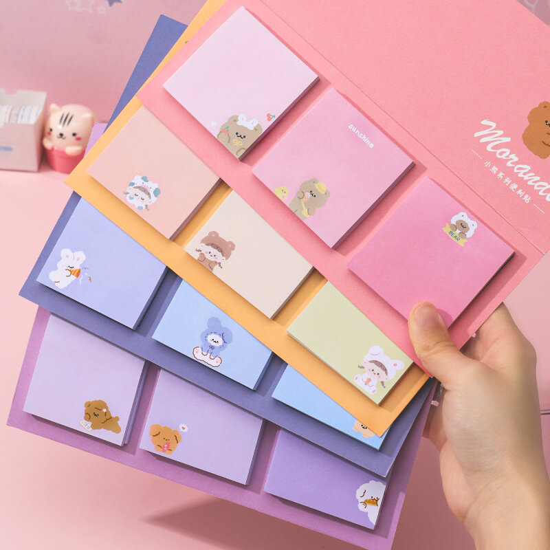 60pcs/ 3 Color Sticky Notes Index Memo Pad Bookmarks Cute Scheduler Paper Stickers Kids Stationery