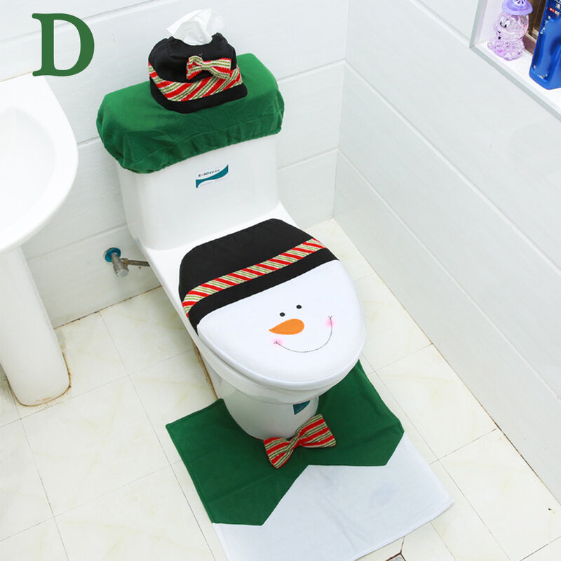 3PCS coprisedile per wc di natale tappetino da bagno decorazioni natalizie bagno di babbo natale coprisedile per wc tappeto decorazione per la casa 2020