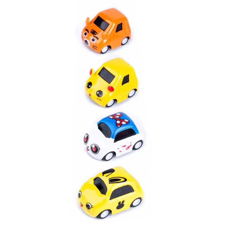 Liga diecase puxar para trás modelo de carro mini caixa veículo animal carro brinquedos 4 pçs não controle remoto modelo presente para crianças meninos terno