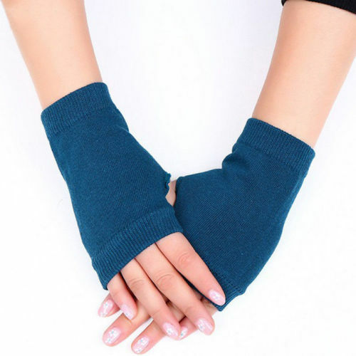 1 ペア冬の女性のカシミヤウォーマー手袋ロングユニセックス女性男性アームかぎ針編み綿ミトン指なし手袋ファッション