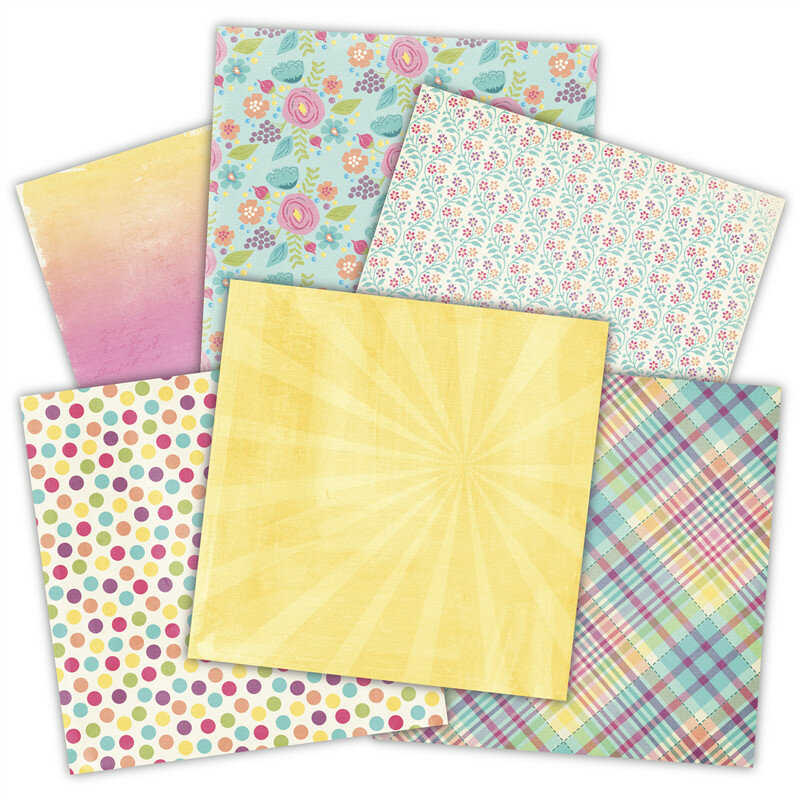Paquete de papel de álbum de recortes creativo, almohadilla de fondo artesanal hecha a mano, patrón de pensamiento, 6 "x 6", 24 hojas