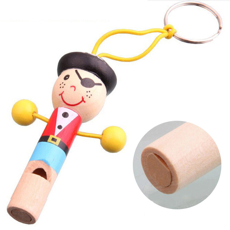 1pc Cute Whistle Kids Toddler Baby Music Educational Wooden Kids Toys Cute Little Pirate Whistle Baby Sound Toy Random Color