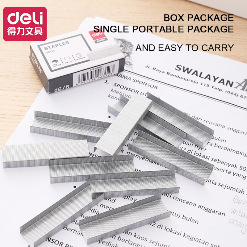 Deli 1000Pcs/Box 26/6 Effort-saving Metal Staplers For Stapler School Office  Binding Supplies