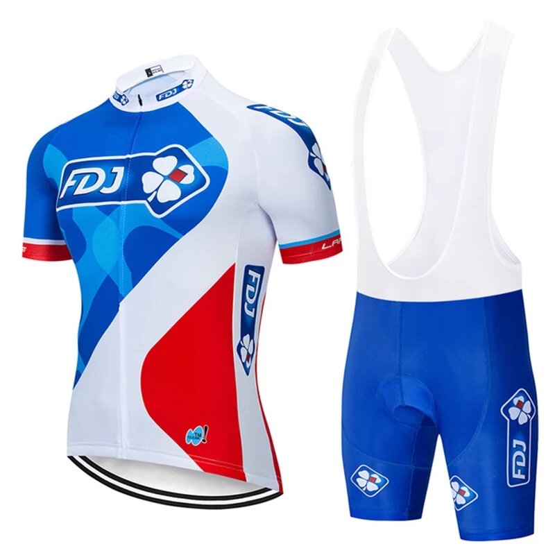 Odzież rowerowa 2022 nowy FDJ mężczyźni kolarstwo zestaw koszulek odzież rowerowa oddychająca anty-uv odzież rowerowa/koszulka kolarska z krótkim rękawem