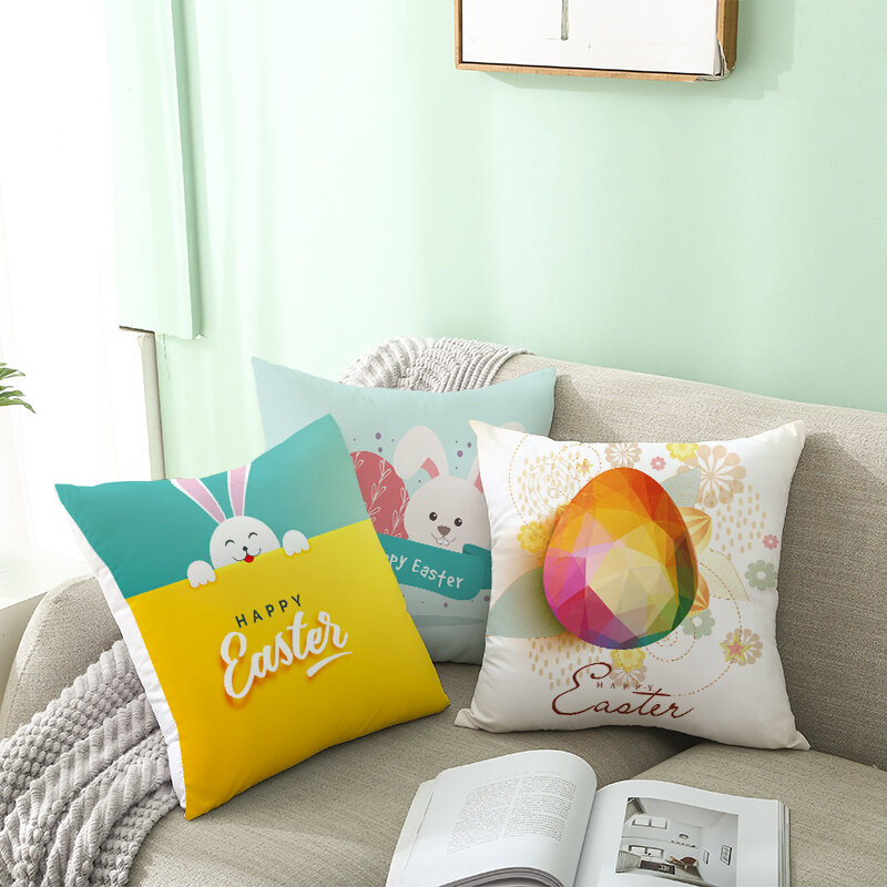 Easter Day Decoration Cushion Cover 3D Easter Pillow Case Happy Party Favors for Home Sofa Children Room Decor 45x45cm
