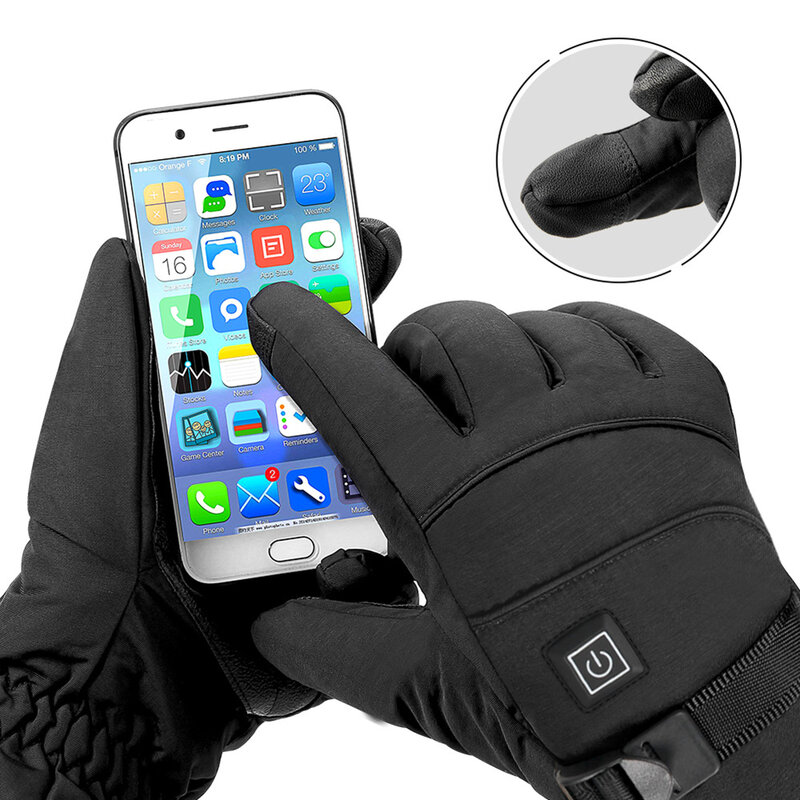 Zimowe elektryczne podgrzewane rękawiczki z ekranem dotykowym wodoodporne wiatroszczelne anty-zimne Unisex kolarstwo na świeżym powietrzu sportowe ogrzewacz dłoni rękawiczki