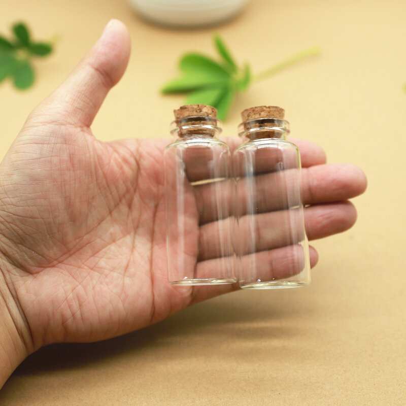24 piezas de botella de vidrio de 22*70mm Tubo de ensayo tapón de corcho Mini especia envase de botellas de pequeños frascos botellas pequeñas de vidrio tarros DIY