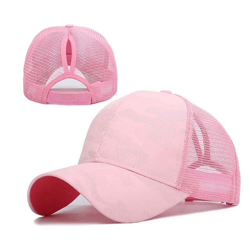 2020 Ponytail Baseball Cap Women Distressed Washed Cotton Trucker Caps Women Messy Bun Hats Snapback Glitter Brim Satin Dad Hats