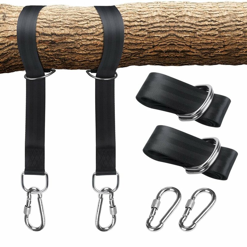 Kit colgante de columpio de árbol, correas de Hamaca, mosquetón de cuerda, capacidad de carga de 350 KG, cinturón colgante para acampar al aire libre y senderismo