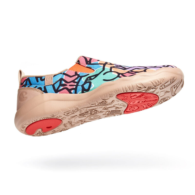 UIN damskie mokasyny na co dzień malowane Walking Slip na lekkie wygodne płótno moda Sneakers buty do podróży Graffiti Series