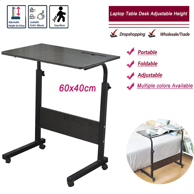 Mesa portátil ajustável para laptop, mesa giratória para laptop e cama pode ser levantada de pé 60x40cm