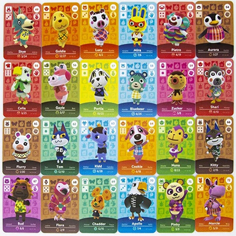 72pcs/lot Animal Crossing Mini Cards Ntag215 NFC Card Work For NS Switch New Horizons
