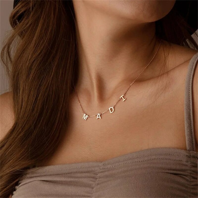 Stainless Steel Customized A-Z Spelling letters Necklace Personalized Name Pendant Necklace for Women Jewelry Birthday Gift 2021