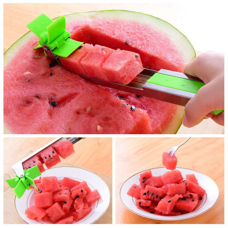 Watermeloen Cutter Rvs Windmolen Ontwerp Cut Watermeloen Keuken Gadgets Salade Fruit Slicer Cutter Tool