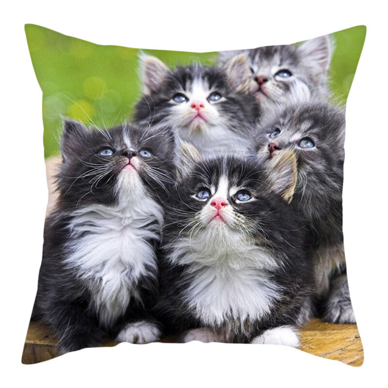 Чехол на подушку Fuwatacchi с милыми животными, наволочки с изображением кошек, украшение для дома, дивана, наволочки из полиэстера, 45х45см