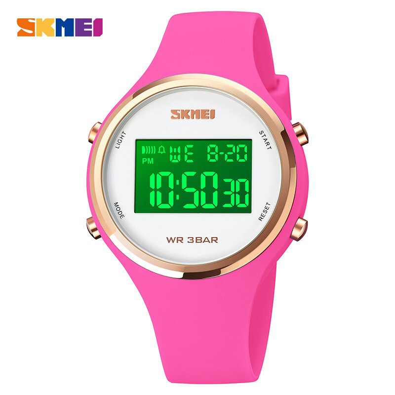 SKMEI – montre électronique pour femmes, affichage LED, mode Chrono alarme numérique, violet noir, montre-bracelet 1720