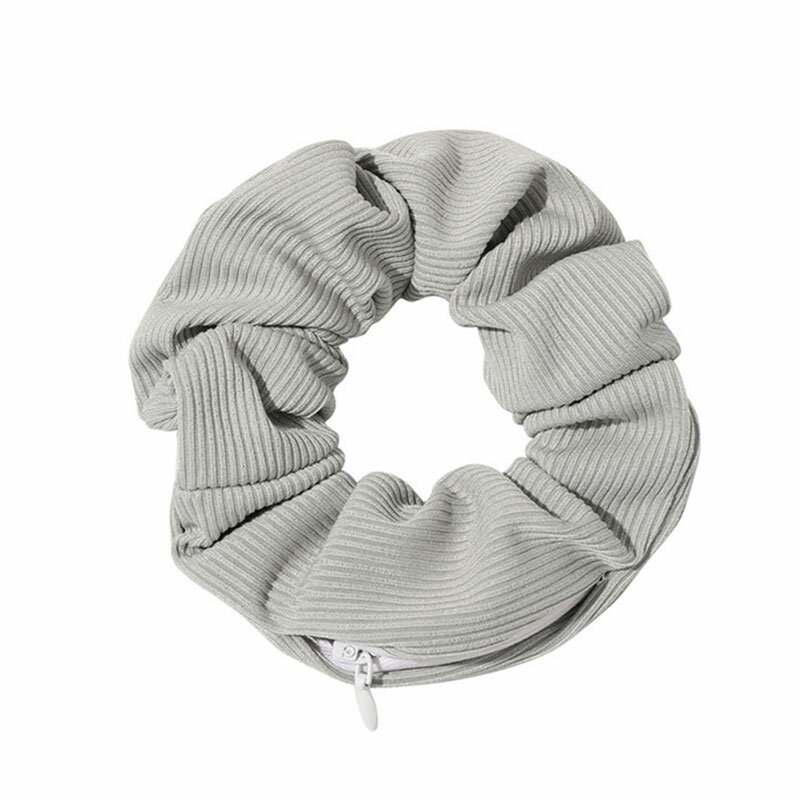 New Solid Color Novelty 2020 Designs Zipper Scrunchies Women Creative Velvet Hairbands Brand Quality Pocket Scrunches With Zip
