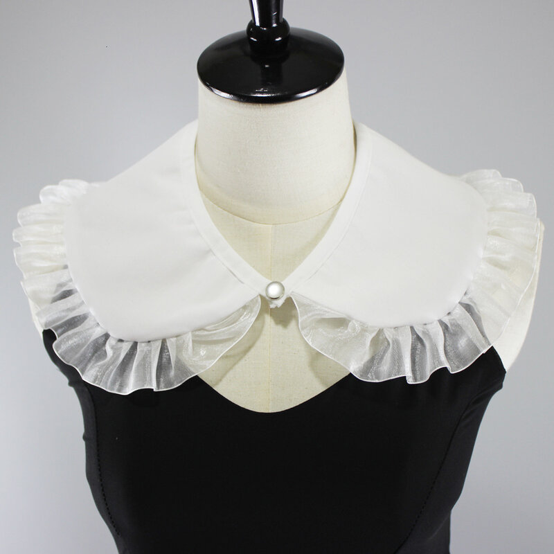 Chal de algodón blanco de Dickie, decoración de encaje, cuello redondo de plomo, cuello falso desmontable, nueva camisa de mujer, envío gratis