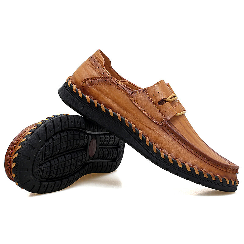 جديد موضة الرجال الجلود حذاء كاجوال الدانتيل يصل الشقق الربيع تنفس مريحة اليدوية الأخفاف المشي أحذية رياضية Zapatillas