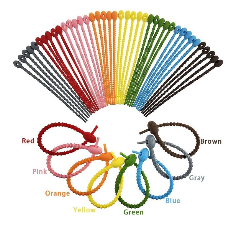 8 Stuks Siliconen Kabelbinders Diverse Kleuren Smart Ties Cord Wrap Organizer Rubber Twist Ties Heavy Duty Herbruikbare Zip Ties