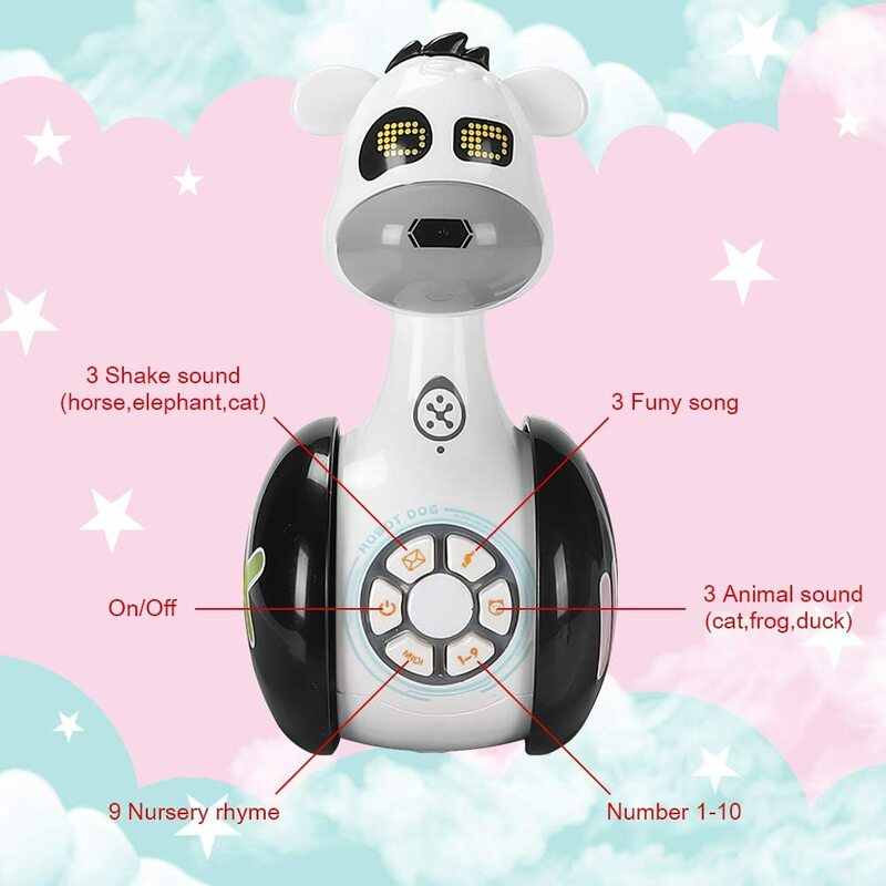 ZK20 Roly-Poly Baby Toys with Rattles LED Light Toddler Sound Baby Rattles Tumbler Doll Toys Musical Wobbler Toy Cute for Kids