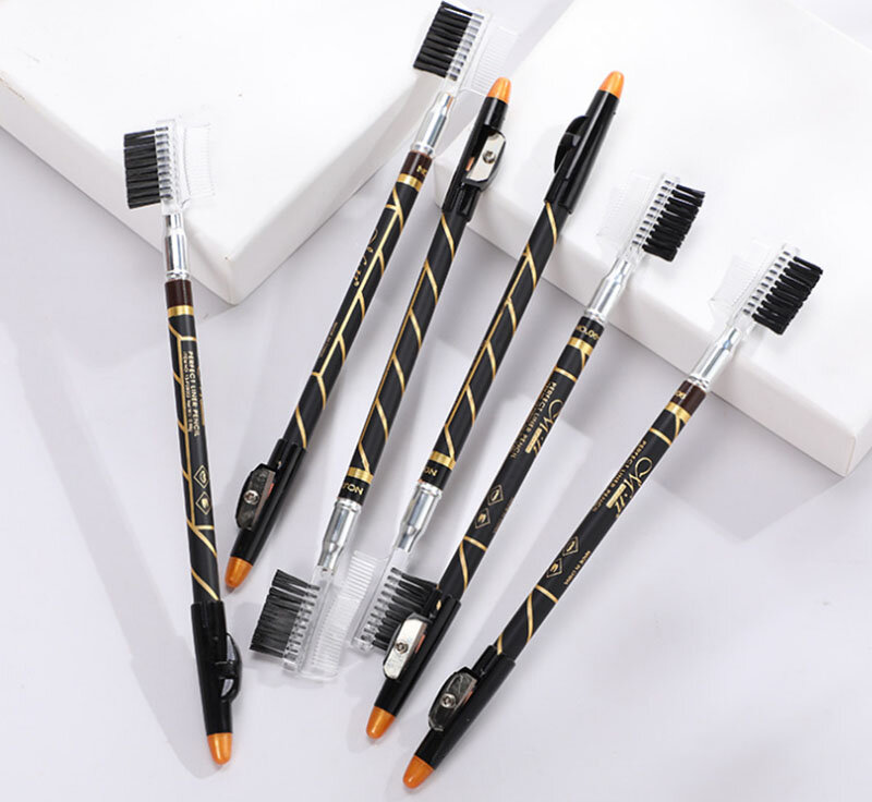 1 قطعة قلم الحواجب الأسود البني مع فرشاة ومبراة سهلة للون مقاوم للماء الحاجب القلم مستحضرات التجميل ماكياج TSLM1