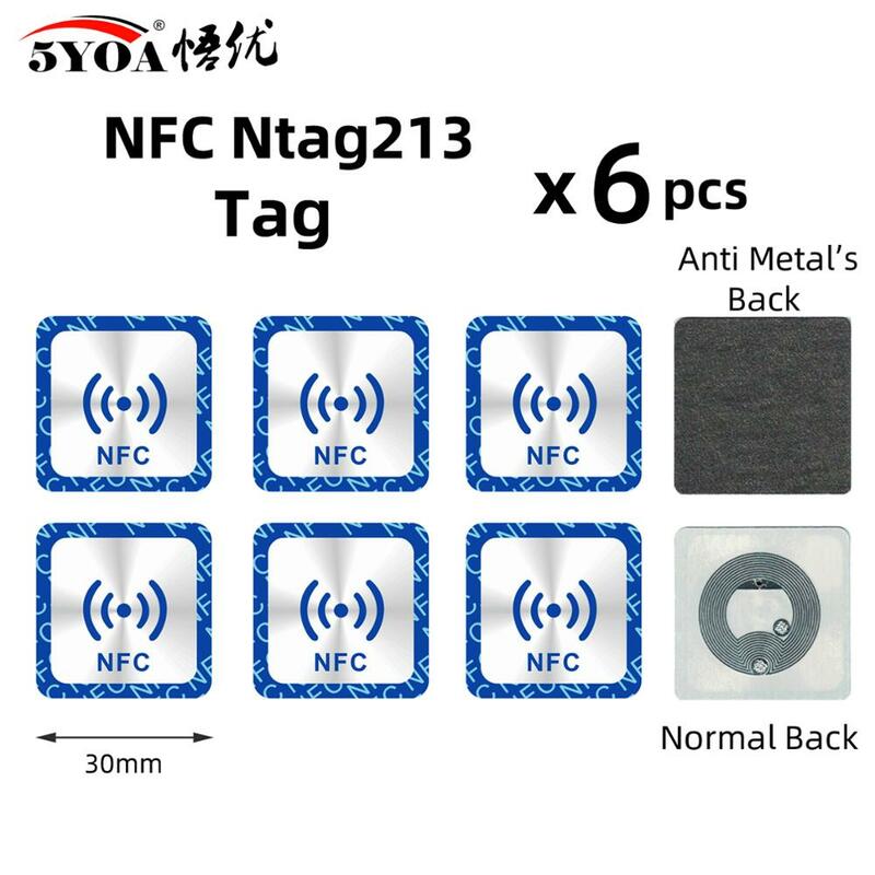 6pcs NFC Ntag213 TAG Sticker Etichetta RFID Ntag 213 per Huawei 13.56MHz Universale Chiave Token Patrol Ultralight TAG