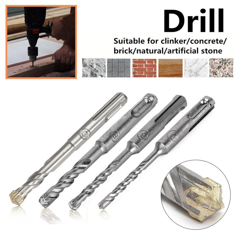 JUSTINLAU-brocas de martillo en espiral doble, herramienta para mampostería, 110mm, 5/6/8/10mm, SDS Plus, 1 unidad