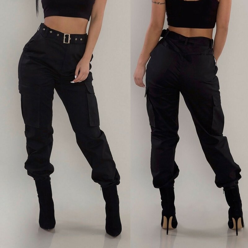 2021 nouvelle mode Hip Hop Joggers Cargo pantalon femmes Harem sport pantalons de survêtement Streetwear solide décontracté poche pantalon pantalon