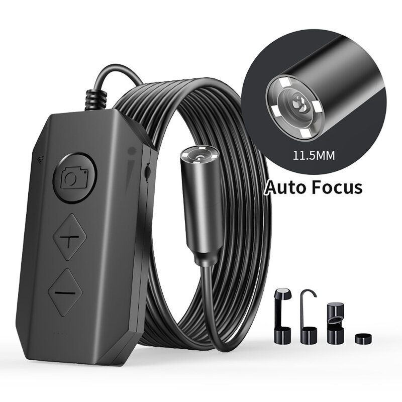 Foco automático sem fio endoscópio 5.0mp 1080p 6x zoom wifi borescope câmera ip67 esgoto encanamento snake câmera com led para ios tablet