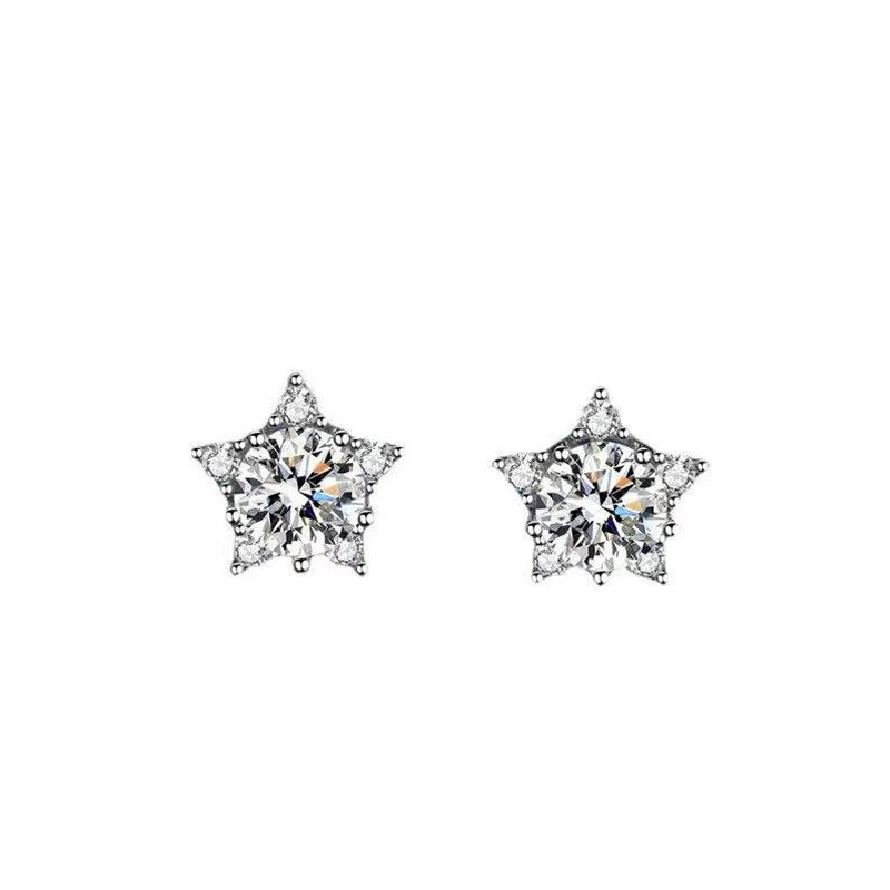 Zertifiziert 0,5-1Ct D Farbe Moissanite Stern Ohrringe Pass Diamant Tester 925 Sterling Silber Frauen Stud Ohrringe Geburtstag Geschenk