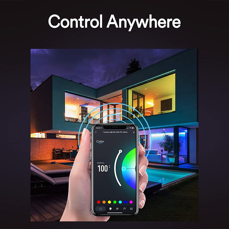 루마리 RGB 스마트 LED Streifen 3M/5M Alexa Wi-Fi 스트립 라이트 밴드, 5050 Musik LED Leiste Band compatibel mit Google Home
