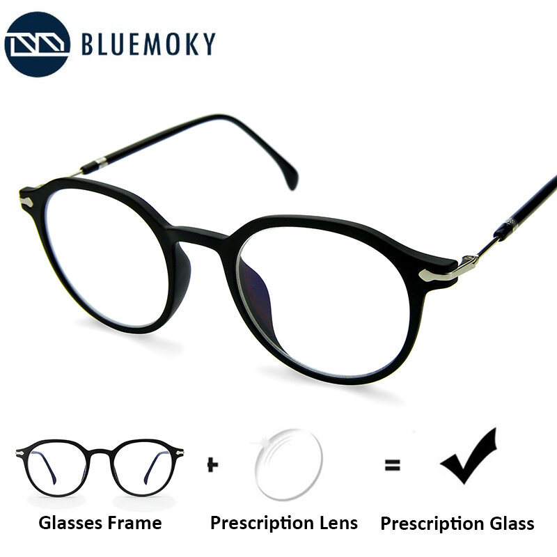 BLUEMOKY occhiali da vista rotondi uomo donna occhiali da vista fotocromatici anti-blu montatura Retro lettura miopia spettacolo ottico