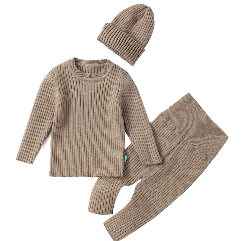 Set di vestiti per bambini 3 pezzi camicia per maglione per neonato invernale Unisex Set di vestiti per bambini lavorati a maglia cappello da ragazza 3-6 mesi vestiti per neonato