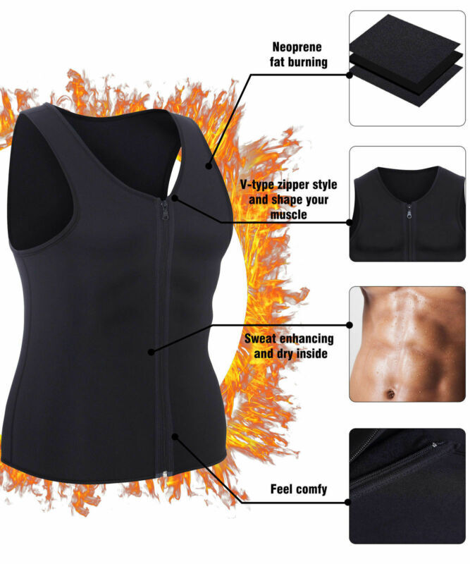 New Men's Slimming Neoprene Vest Sweat Shirt Body Shaper Waist Trainer Shapewear Black Sleeveless Men Top Shaper Clothing Male