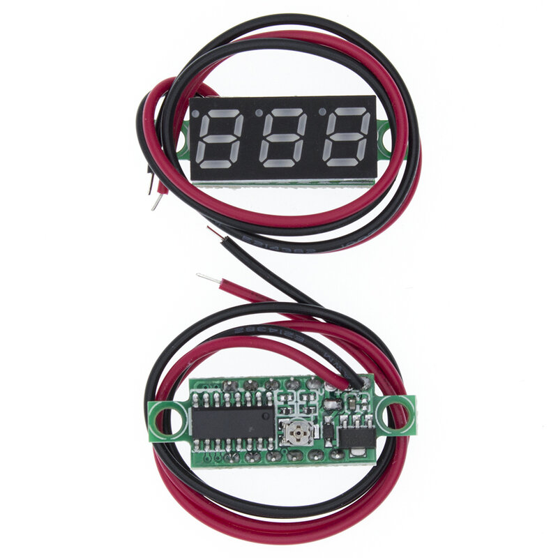 مقياس الجهد الرقمي الصغير ، مقياس الجهد 0.28 بوصة ، 2.5 فولت-40 فولت ، أحمر/أزرق/أصفر/أخضر ، شاشة LED ، 30*10*8 مللي متر