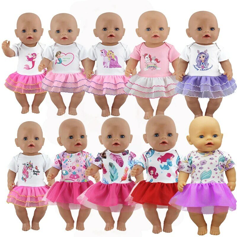 Nieuwe Sport Jurk Poppenkleertjes Fit 17 Inch 43Cm Poppenkleertjes Geboren Baby Doll Kleding Voor Baby Verjaardag Festival gift