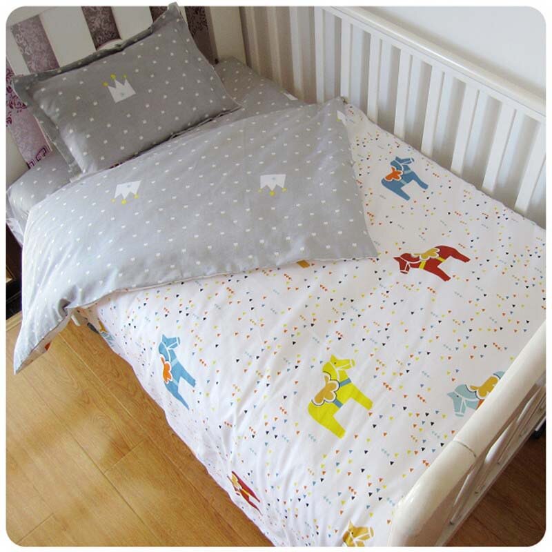 AY TescoBaby Bedding Set For Newborns Star Pattern Kid Bed Linen For Boy Pure Cotton Woven Crib Bedding Duvet Cover Pillocase