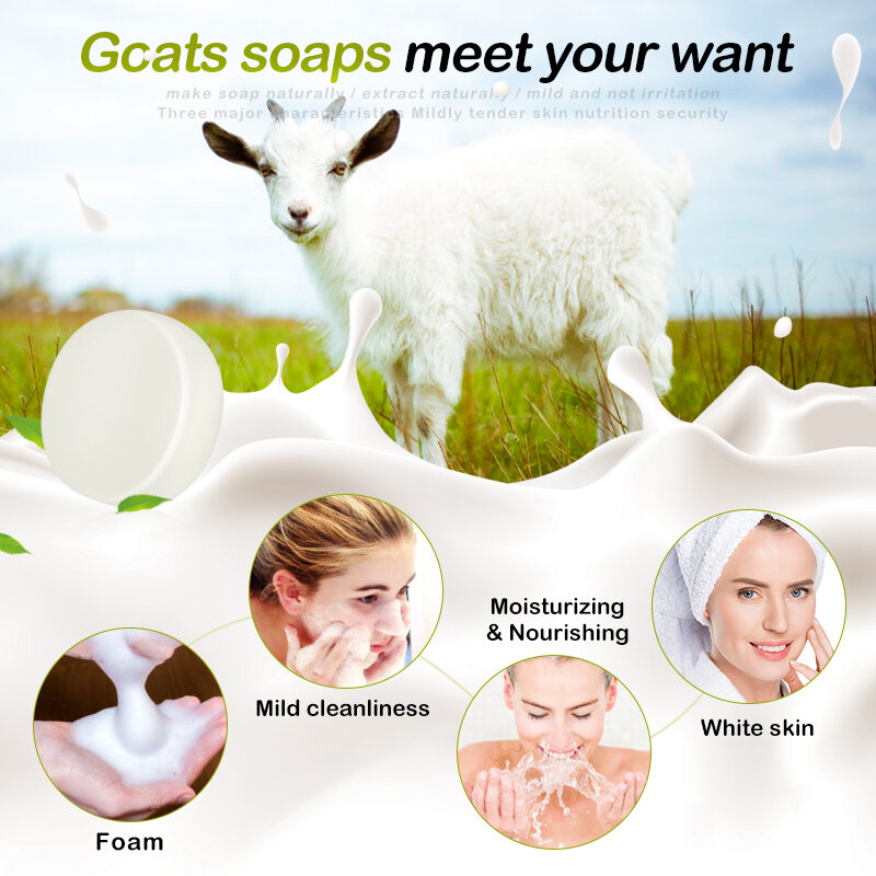 1pcs Goat Milk Soap Handmade Whitening Moisturizing Soap Revitalizing Cleaning Soap Tightening Pores Body Face Skin Beauty Care