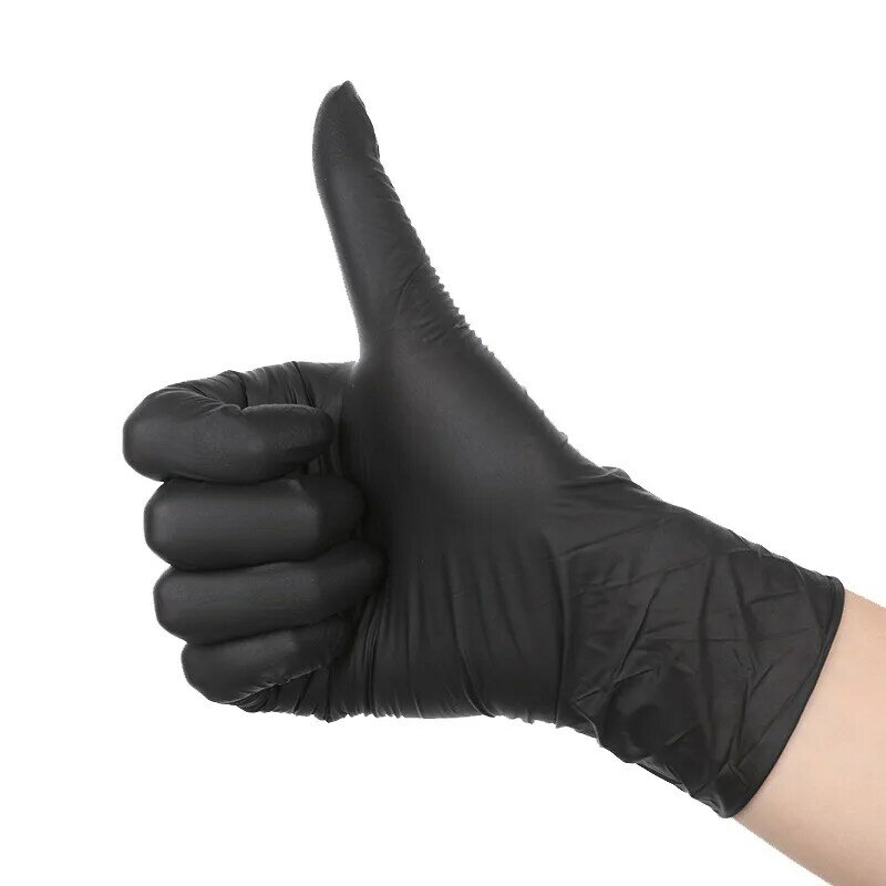 Sarung Tangan Sekali Pakai Sarung Tangan Nitril Campuran PVC Hitam Pelindung Tato Lateks 100G Potongan/Pak Sarung Tangan Sekali Pakai untuk Tamasya Di Rumah