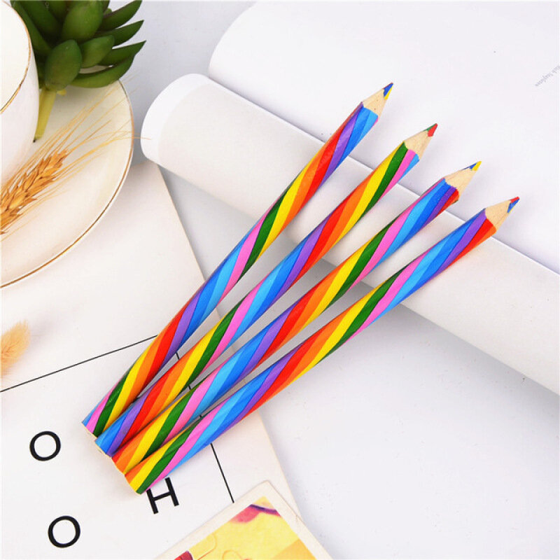 4 unidades/pacote kawaii 4 cor concêntrico arco-íris lápis lápis lápis colorido conjunto arte escola suprimentos para pintura graffiti desenho trabalho