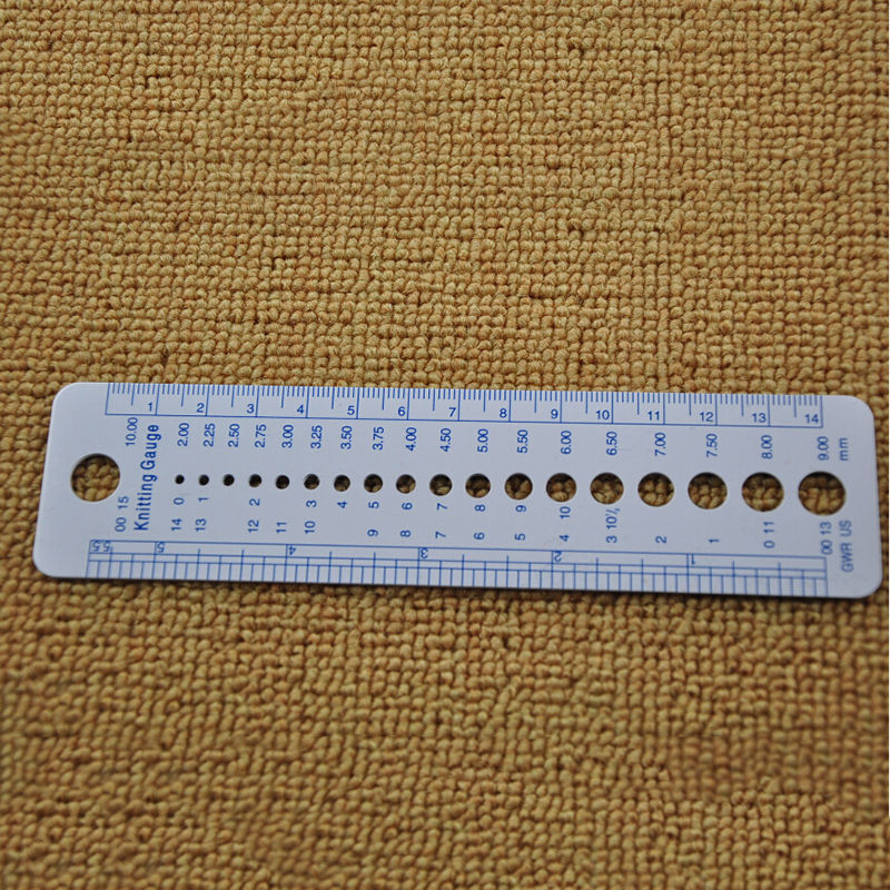 Medidor de aguja de tejer, herramienta de regla de pulgadas Cm, tamaños de 2-10mm, EE. UU., Reino Unido, Canadá