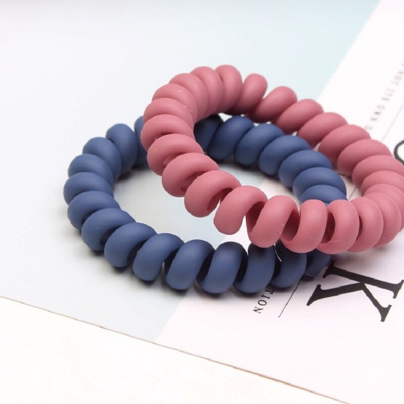 5PCS Frosted Colored Telephone Wire Elastic Hair Bands For Girls Headwear Ponytail Holder Rubber Bands Women Hair Accessories