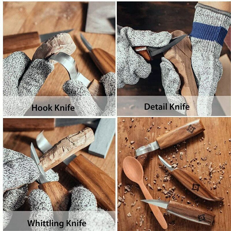 Cincel de herramientas de tallado de madera, juego de herramientas de mano, cortador de carpintería, cuchillo de tallado de madera, pelado DIY, 3/5 piezas