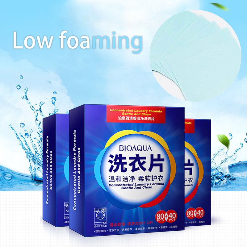 120PCS Neue Formel Waschmittel Schonendes Waschen Pulver Blätter Wäsche Reinigung Produkte Nano Super Konzentriert Waschen Seife