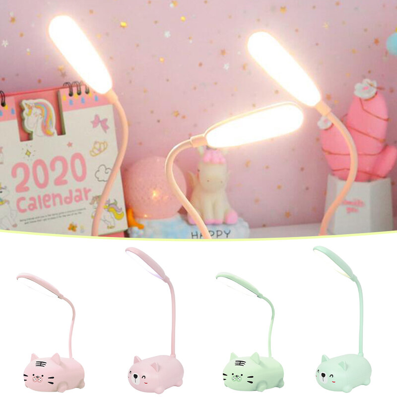 LED Table Lamp Cute Cartoon USB Charging Desk Lamp Sleeping Night Light Eye Protection Reading Lamp For Kid New Year 2022 Gift