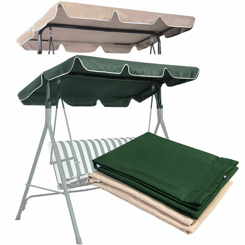 Capa de cobertura superior balanço verde/bege, cobertura de varanda para substituição, toldo de cadeira de balanço ao ar livre 142*120*18cm para a estrutura do telhado não estande de ferro