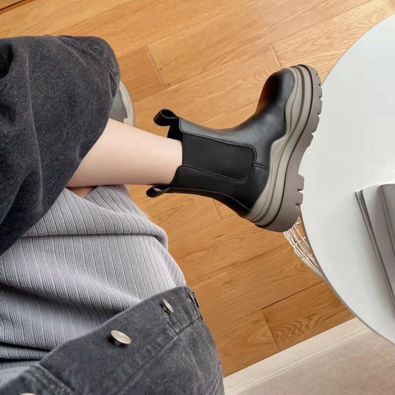 Chlesea – bottines à plateforme noire pour femmes, chaussures gothiques Punk de styliste, bottes de luxe, nouvelle collection 2021